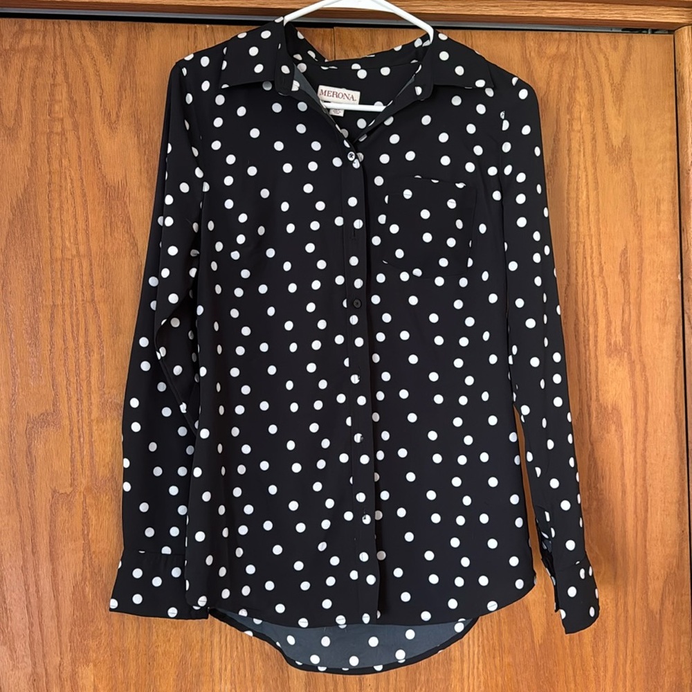 Polka dot button down shirt